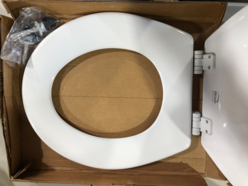 Photo 2 of Bemis 500EC 390 Lift-Off Wood Round Toilet SEAT, Cotton White