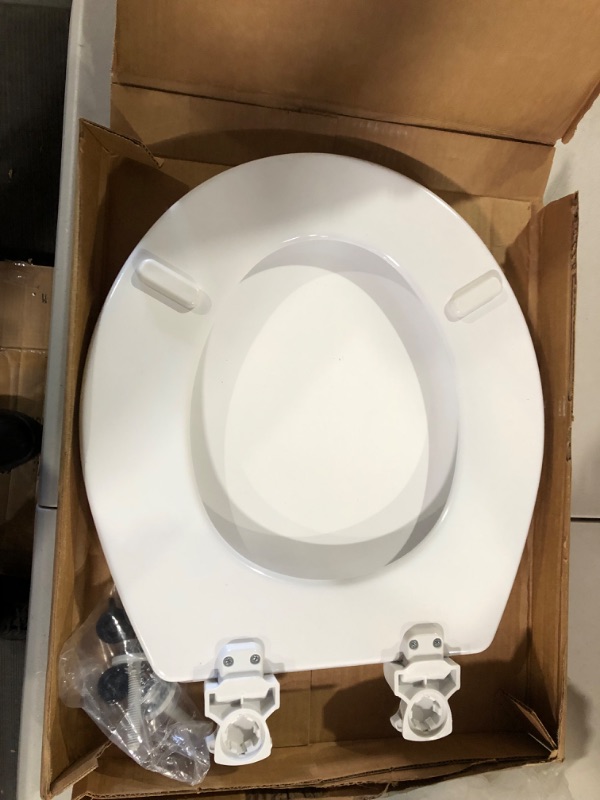 Photo 3 of Bemis 500EC 390 Lift-Off Wood Round Toilet SEAT, Cotton White