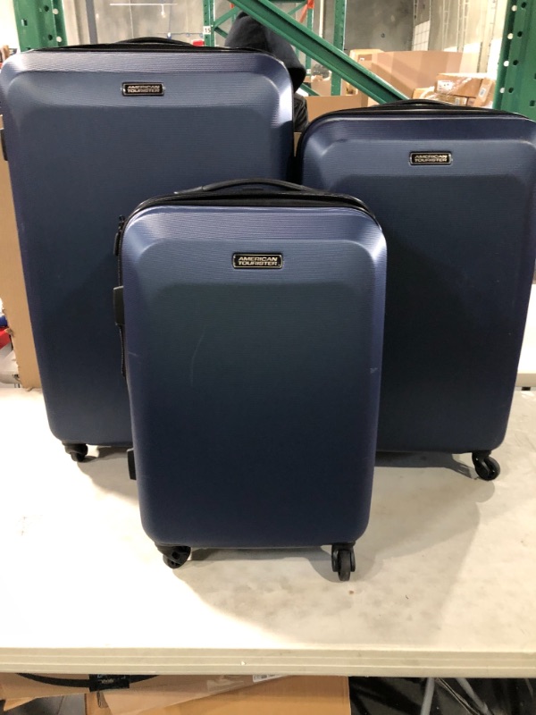 Photo 2 of American Tourister Moonlight Hardside Expandable Luggage with Spinner Wheels, Navy, 3-Piece Set (21/24/28)