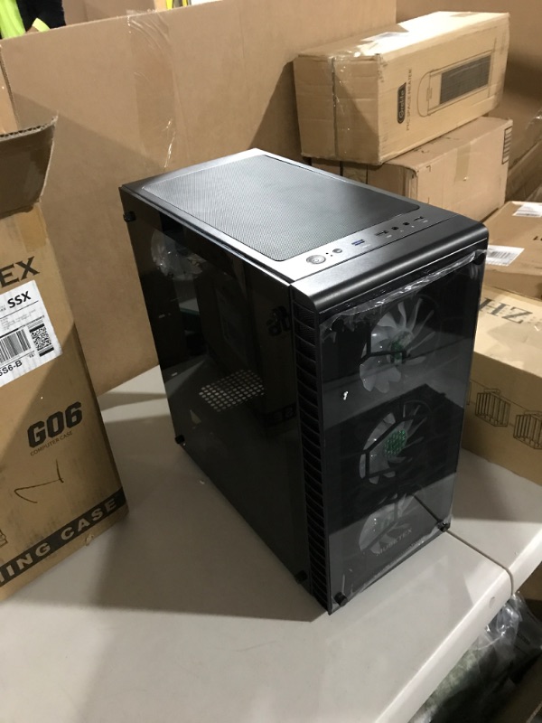 Photo 1 of MUSETEX ATX PC Case Pre-Installed 6Pcs 120mm ARGB Fans, Computer Gaming Case with Tempered Glass Side & Front Panels, Metal Honeycomb Mesh, USB3.0, S6-B S6-B Black