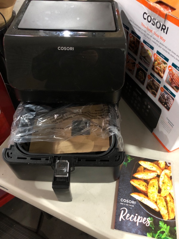 Photo 1 of COSORI Pro II Air Fryer Oven Combo, 5.8QT Max Xl Large Cooker with 12 One-Touch Savable Custom Functions, Cookbook and Online Recipes, Nonstick and Dishwasher-Safe Detachable Square Basket Pro ? BLACK