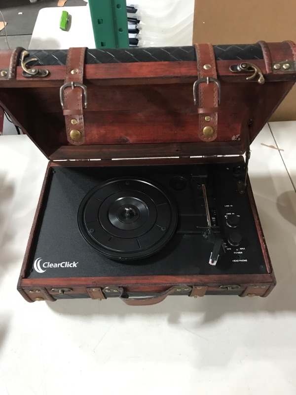 Photo 2 of ClearClick Vintage Suitcase Turntable with Bluetooth & USB - Classic Wooden Retro Style