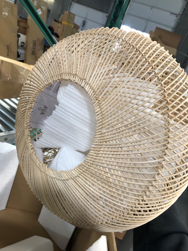 Photo 3 of (READ NOTES) UShe DHome Rattan Pendant Lights, D16.5 Wicker Chandelier Hand-Woven Boho Basket H12.5xD16.5in