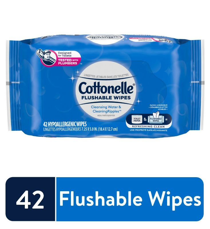 Photo 1 of 5 cottonelle Flushable Wet Wipes for Adult, Flip-Top Packs 42 Ct
