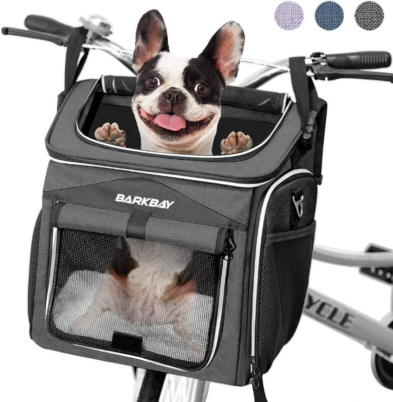 Photo 1 of BABEYER Dog Bike Basket, Expandable Soft-Sided Pet Carrier Backpack with 4 Open Doors, 4 Mesh Windows for Medium Dog Cat 