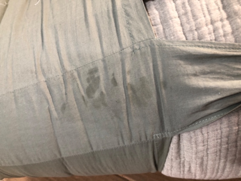 Photo 1 of -STAINED(SEE PICTURES)-Full/Queen Textured Chambray Cotton Comforter & Sham Set Sage Green - Casaluna