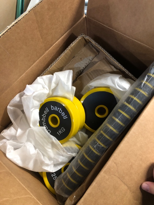 Photo 2 of (READ NOTES) Fuxion 22LB Adjustable Dumbbell Barbell Pair - Yellow, Grey, Black Barbell 22 LB or 11 LB Dumbbell Pair