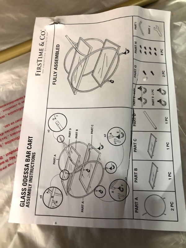 Photo 2 of [USED] FirsTime & Co. Gold Odessa Bar Cart