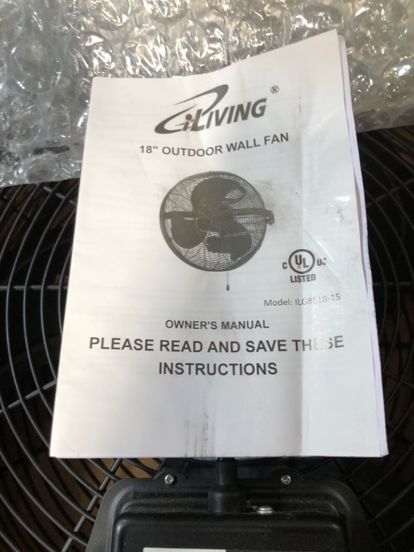 Photo 6 of [USED] ILIVING 18 Wall-Mount Outdoor Misting Fan Black
