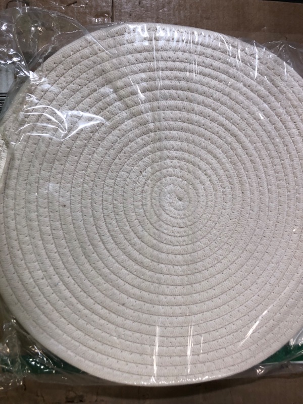 Photo 3 of 4 Sets of 15.7 Inches Oval Woven Cotton Placemats, Thick Heat Insulation Mats, Household Table Mats, Coasters, Bowl Mats, Placemats. (15 inches, 4 Sets, White) 15 inches, 4 sets White