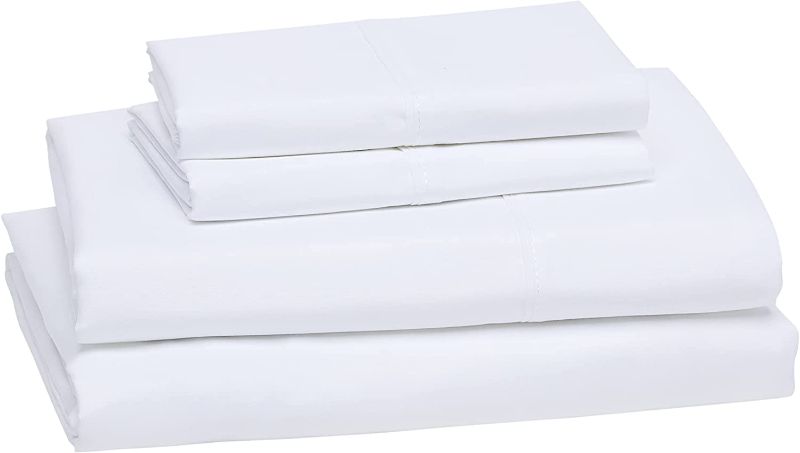 Photo 1 of ***USED*** Amazon Basics Lightweight Super Soft Easy Care Microfiber Bed Sheet Set with 14-Inch Deep Pockets - Queen, Bright White
