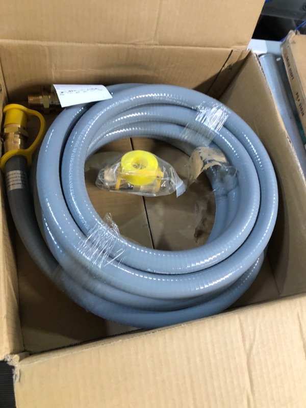 Photo 2 of 15FT, 3/4" ID Natural Gas Hose with Quick Connect Fittings for NG/LP Propane Appliances, Grill, Patio Heaters, Generators, Pizza Oven, etc. Useful Indoors & Outdoors
