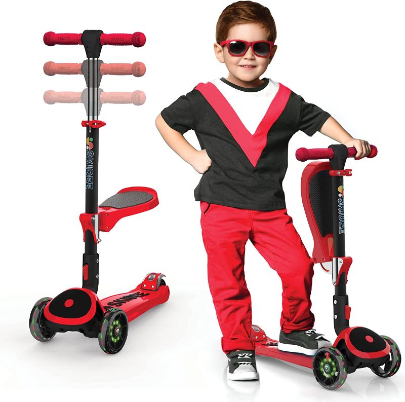 Photo 1 of ***USED*** Kick Scooters for Kids Ages 3-5 (Suitable for 2-12 Year Old) Adjustable Height Foldable Scooter Removable Seat, 3 LED Light Wheels, Rear Brake, Wide Standing Board, Outdoor Activities for Boys/Girls
