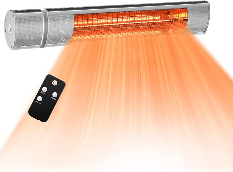 Photo 1 of ***USED*** Electric Patio Heater, Outdoor Heater with 3 Power Settings, 1500W, Infrared Heater with Remote Control, Wall Mounted Space Heater, In/Outdoor?Sunday Living, TW15R-S-NO2
