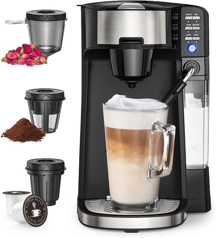 Photo 1 of ***USED/DAMAGED*** Boly 6-In-1 Coffee Maker with Auto Milk Frother, Single Serve Coffee, Tea, Latte and Cappuccino Machine, Compatible With Capsule & Ground Coffee, Compact Coffee Maker
