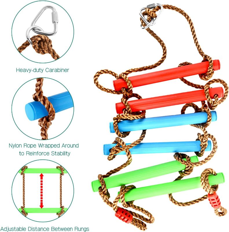 Photo 1 of 6.6 Ft Climbing Rope Ladder for Kids, Climbing Ladder Hanging Rope Ladder for Indoor Play Set and Outdoor Tree House, Playground Swing Set and Ninja Slackline
