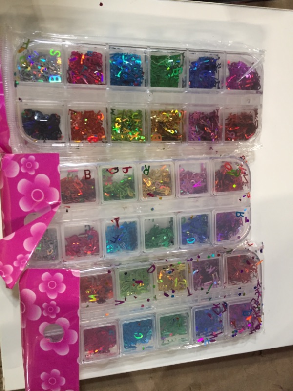 Photo 2 of 12 Colors Nail Art Rhinestones Kit Nail Rhinestones 4000 Pieces (2 Boxes) Letters- Pack of 4