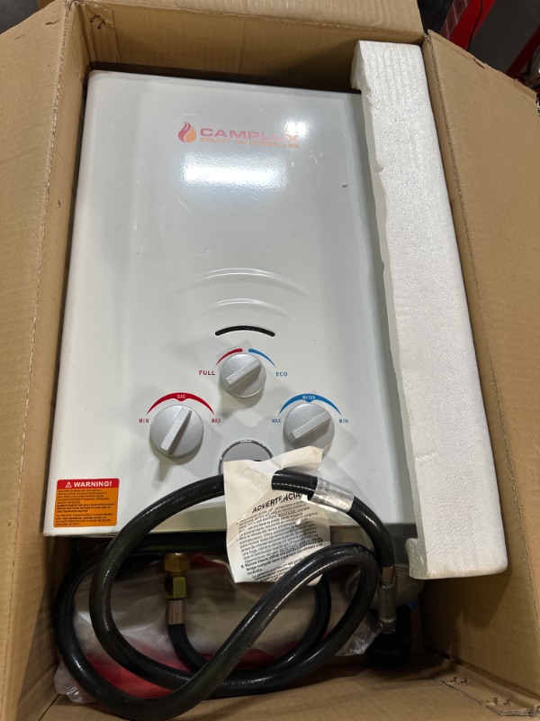 Photo 1 of *UNTESTED* Portable Water Heater, Camplux Propane Water Heater, 1.58 GPM Tankless Gas Water Heater, On Demand Water Heater, White 6L