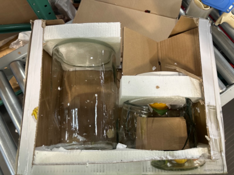 Photo 1 of ***DAMAGED*** Classic Home Seasons 2 Gallon Ice Cold Clear Glass Beverage Drink Dispenser. Lid & Spigot - Great For Outdoor, Party, & Daily Use