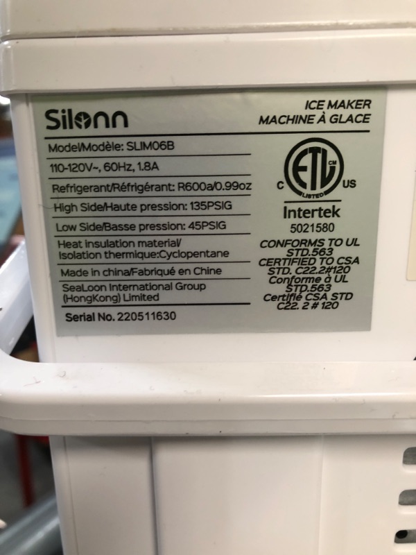 Photo 3 of **SEE NOTES** Silonn Countertop Ice Maker Machine with Handle, Makes up to 27 lbs. of Per Day, 9 Cubes in 7 Mins, White, 12 x 9 x 12 inches (SLIM06B)