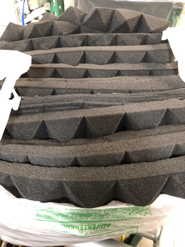 Photo 2 of 24 Pack-12 x 12 x 2 Inches Pyramid Designed Acoustic Foam Panels, Sound Proof Foam Panels Black, High Density and Fire Resistant Acoustic Panels, Sound Panels, Studio Foam for Wall and Ceiling 12 x 12 x 2 Inches 24 Pack - Black Pyramid