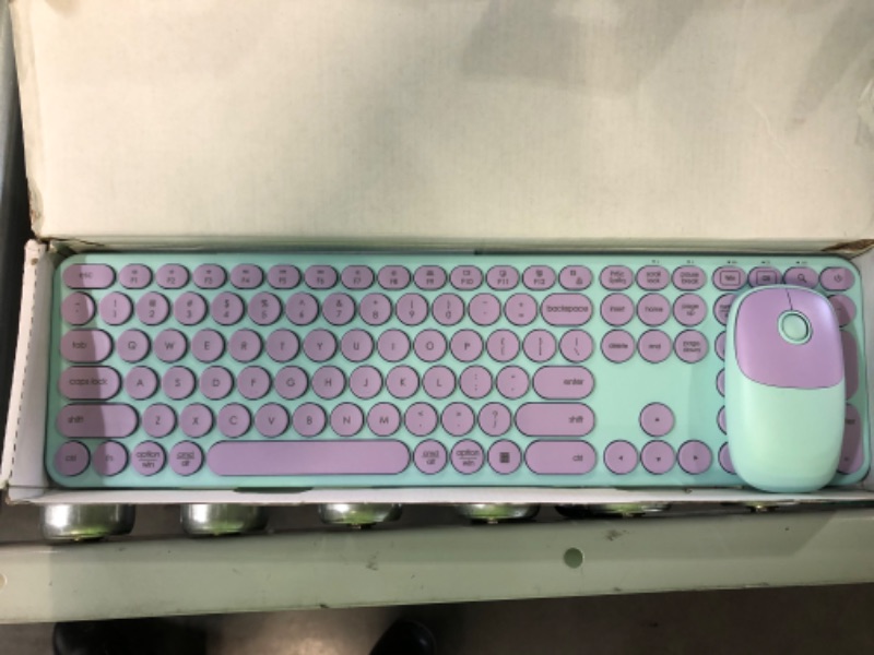 Photo 2 of Wireless Keyboard and Mouse Combo (Purple Green)