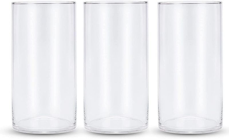 Photo 3 of *NEW* 10 Inches Tall (25 cm) Clear Glass Cylinder vases,Pack of 3 Centerpiece Flower Vase