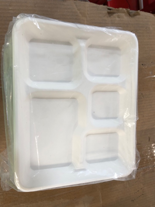 Photo 2 of [500 Pack] 5 Compartment Trays, 100% Compostable
