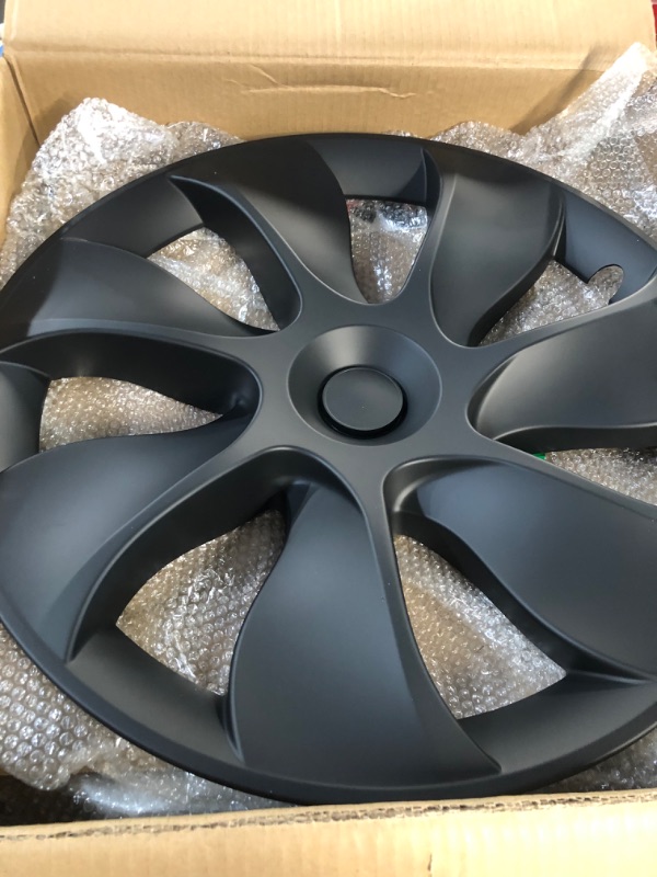 Photo 1 of XINFOOB Tesla Model Y Wheel 19-Inch Hub Cap Replacement ABS Cover Set of 4 Matte Black 2020-2023 Model Y Accessories 19" matte black style 1