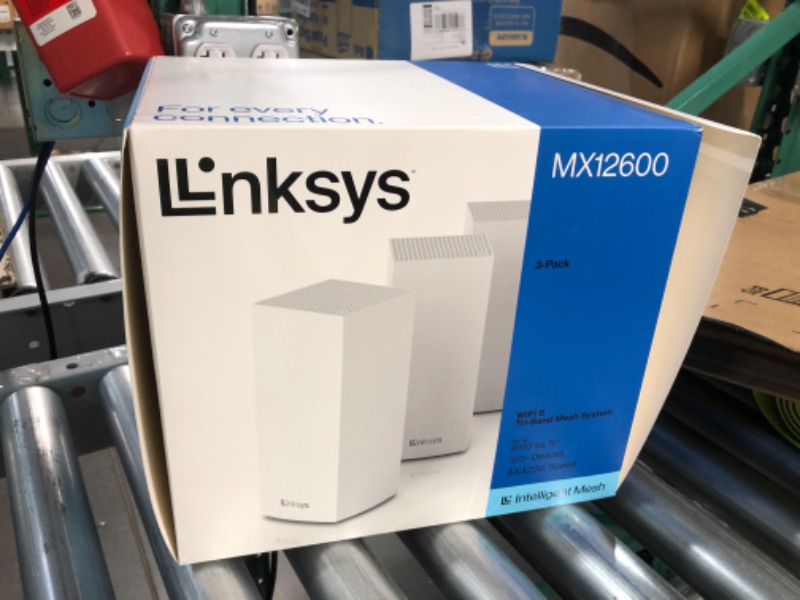 Photo 2 of (BASIXALLY NEW) Linksys MX12600 Velop Intelligent Mesh WiFi 6 System: AX4200 Home Coverage, 8,100 sq ft (White, 3-Pack) 