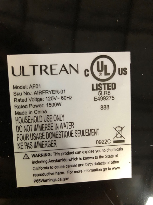 Photo 5 of (PERFECT CONDITION) Ultrean 4.2 Quart Air Fryer