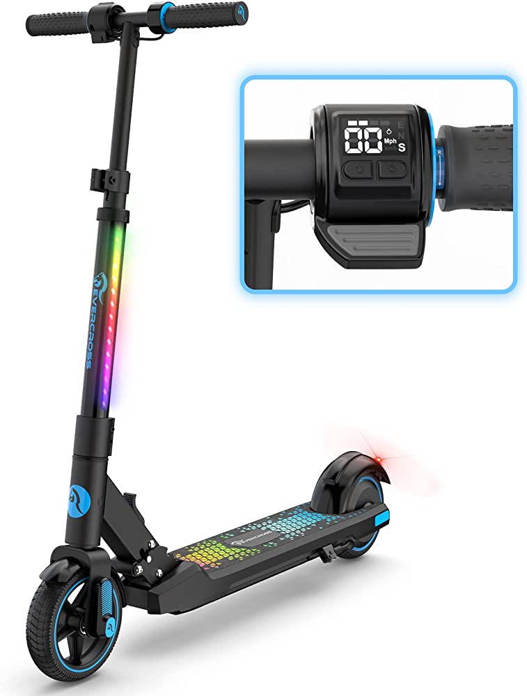 Photo 1 of EVERCROSS EV06C Electric Scooter, Foldable Electric Scooter for Kids Ages 6-12, Up to 9.3 MPH & 5 Miles, LED Display, Colorful LED Lights, Lightweight Kids Electric Scooter