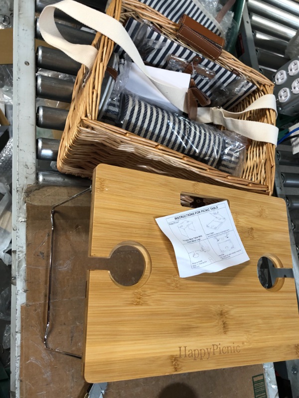 Photo 2 of (LOOKS NEW) Wicker Picnic Basket for 2 with Detachable Table