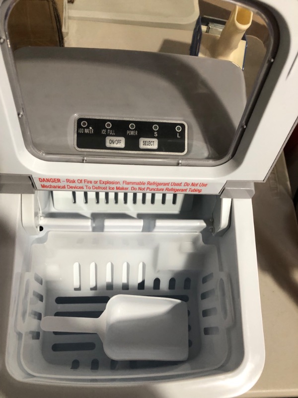 Photo 3 of **USED** Frigidaire Compact Countertop Ice Maker, Makes 26 Lbs. Of Bullet Shaped Ice Cubes Per Day, Silver Stainless