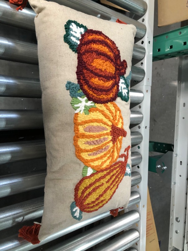 Photo 1 of 12" x 24" Pumpkin Patch Autumn Embroidered Pillow