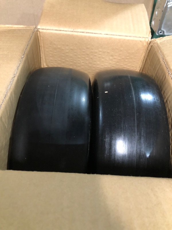 Photo 2 of 2 PCS 11x4.00-5" Flat Free Lawn Mower Tire on Wheel, 3/4" or 5/8" Bushing, 3.4"-4"-4.5 -5" 