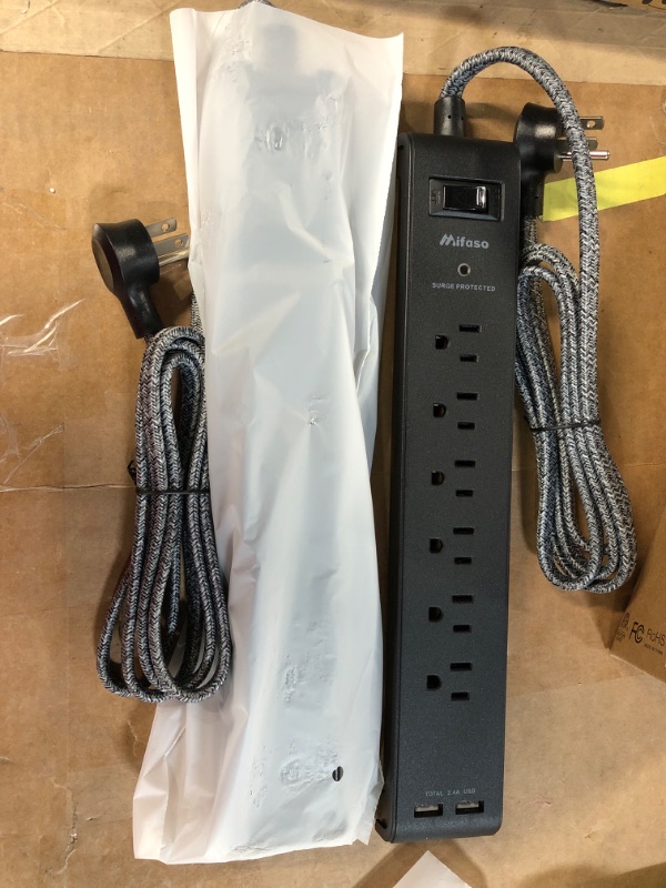 Photo 2 of 2 Pack Surge Protector Power Strip with 6 Outlets 2 USB Ports 5-Foot