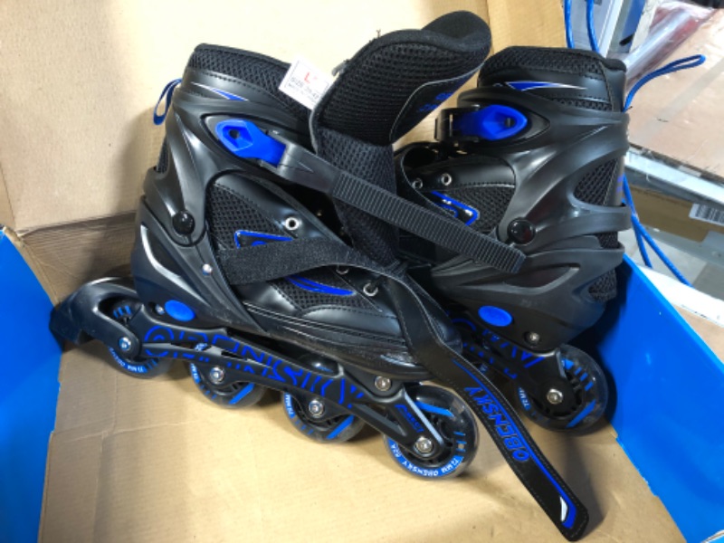 Photo 2 of OBENSKY Adjustable Inline Skates for Boys and Girls, Youth ( 4- 7 US) Blue