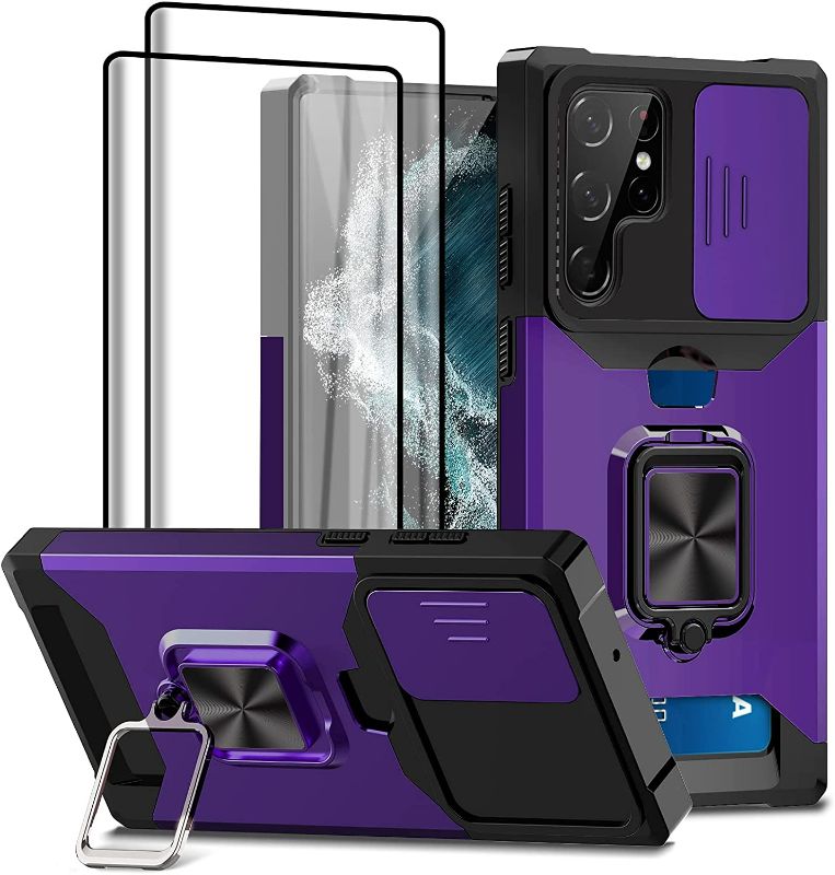 Photo 1 of Jusy Wallet Case for Samsung Galaxy S22 Ultra and 2 Screen Protectors