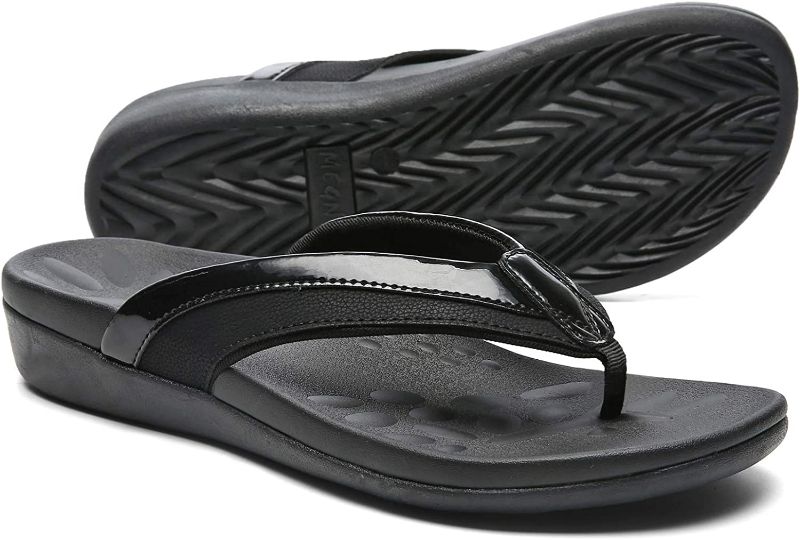 Photo 1 of MEGNYA Comfortable Walking Flip Flops Black