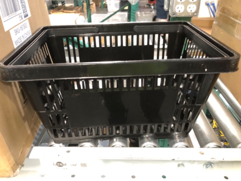 Photo 2 of 21L Shopping Basket Black Basket With Plastic Handles For Supermarket shop Black Plastic Shopping Basket Convenient Sundries Laundry Basket 12 Pack Shopping Basket 21L(Black) 12 Baskets