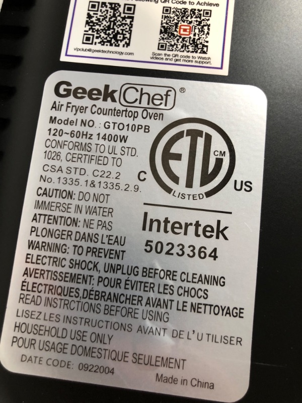 Photo 2 of OVEN IS DIRTY
Geek Chef Air Fryer Toaster Oven Combo, 4 Slice Toaster Convection Air Fryer Oven Warm, Broil, Toast, Bake, Air Fry, Oil-Free, Accessories Included (2 Knob 10QT with Video Recipes) 0-2 Knob 10QT with Video Recipes