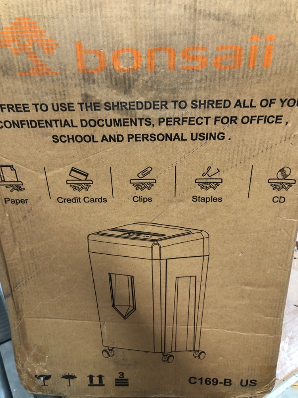 Photo 2 of Bonsaii 14-Sheet Office Paper Shredder, 40-Minute Home Office Heavy Duty Shredder, Cross Cut Shredder for Home Use, CDs, Mails, Staple, Clip, with 4 Casters (C169-B) 4 0 Minute - 14 Sheet