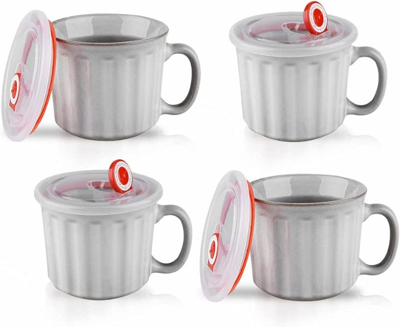 Photo 1 of (Pack Of 4) 20 Ounce Soup Mugs with Handles and Lids