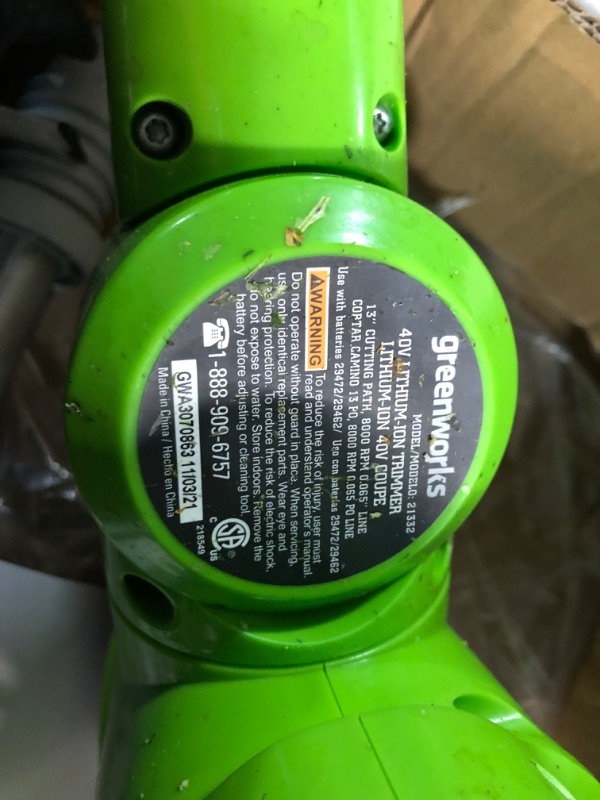 Photo 3 of **USED** *SEE INFO* Greenworks 40V 13" Cordless String Trimmer / Edger, Tool Only 13" Trimmer (Tool Only)