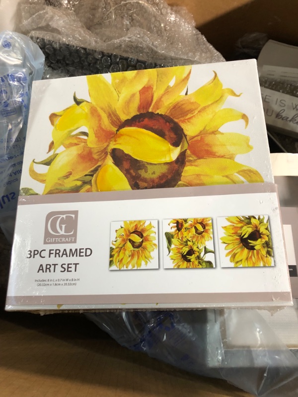 3 Piece Framed Art Set, Sunflower.