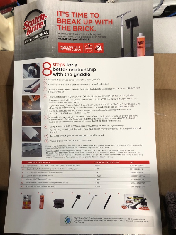 Photo 3 of 3M Scotch-Brit Quick Clean Griddle Cleaning System Starter Kit, 1/case