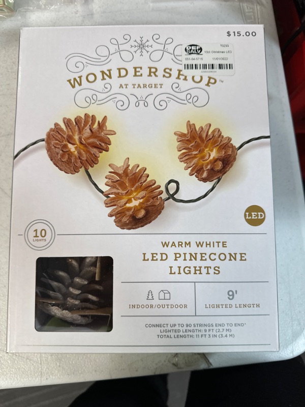 Photo 2 of 10ct Christmas LED String Lights with Sugared Pine cones Warm White GW - Wondershop