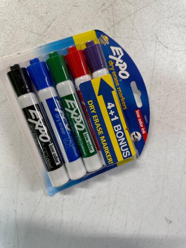 Photo 2 of Expo Low Odor Dry Erase Markers, Chisel Tip, Assorted Colors, 5-Count