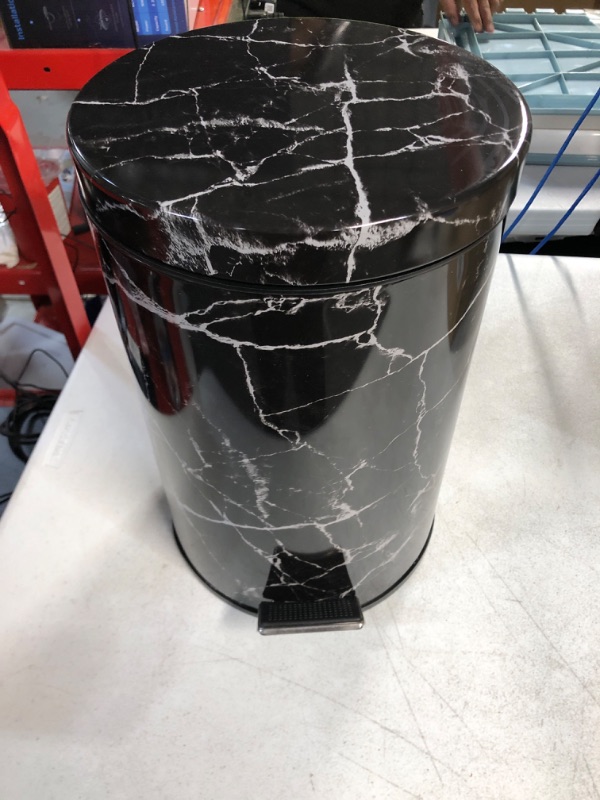 Photo 2 of  Metal/Steel 3.2 Gallon/12 Liter Round Step Trash Can with Lid, Foot Pedal Waste 